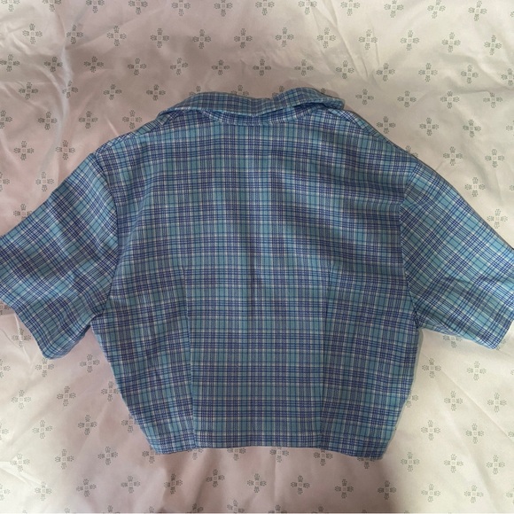 Brandy Melville Pacsun John Galt Plaid Button Down Cropped T-shirt - Picture 3 of 4